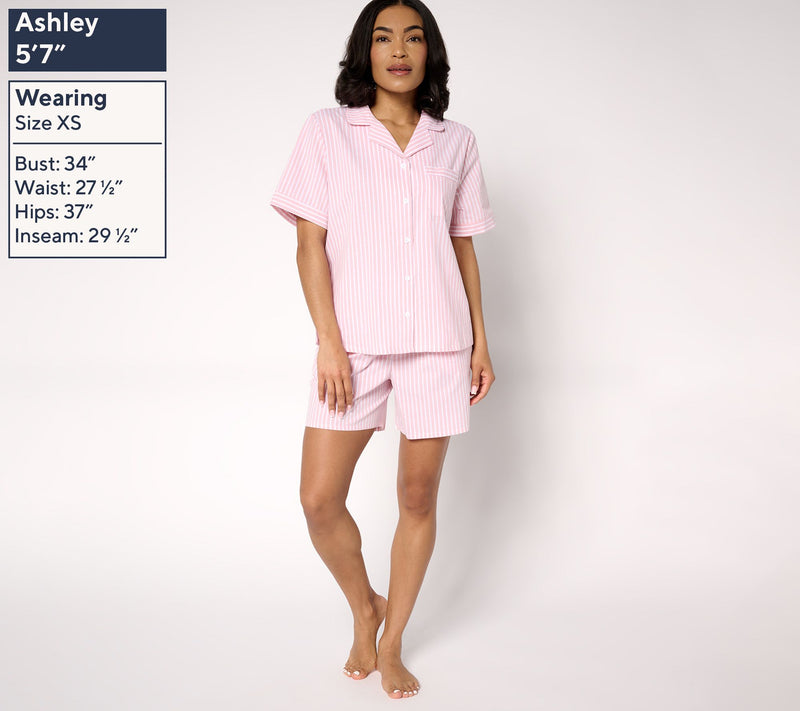Berkshire Homewear 100% Cotton Poplin Notch Collar & Short PJ Set — View 3