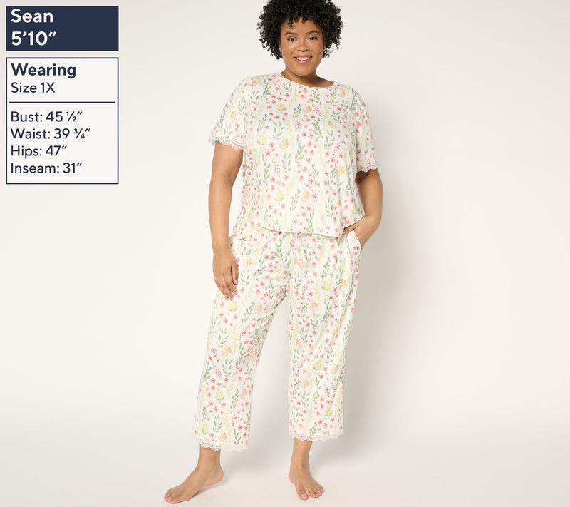 Berkshire Homewear Silky Smooth & Lace Capri Pajama Set — View 6