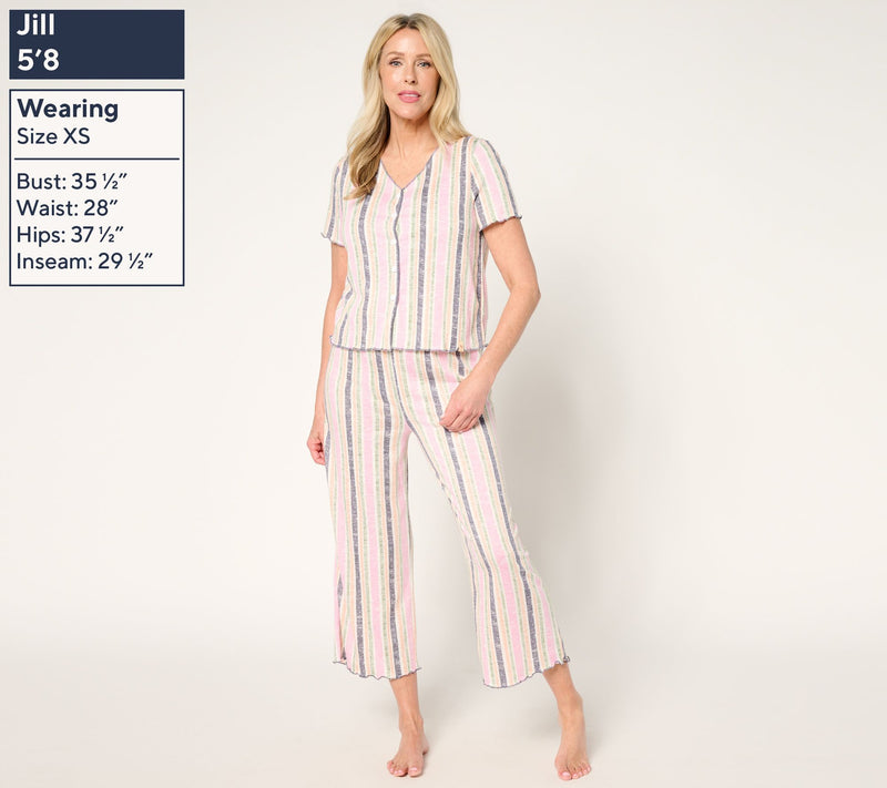 Sunday Brunch Crinkle Jersey Short Sleeve & Cropped Pant Lounge Set — View 8