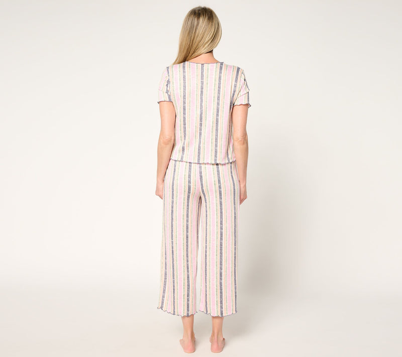 Sunday Brunch Crinkle Jersey Short Sleeve & Cropped Pant Lounge Set — View 9