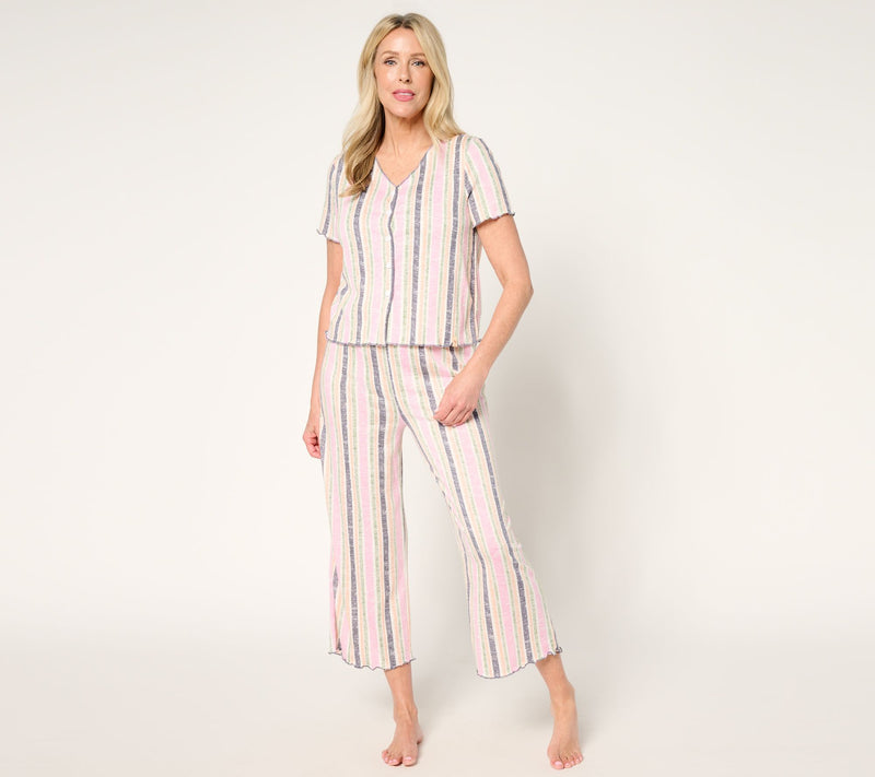 Sunday Brunch Crinkle Jersey Short Sleeve & Cropped Pant Lounge Set — View 5