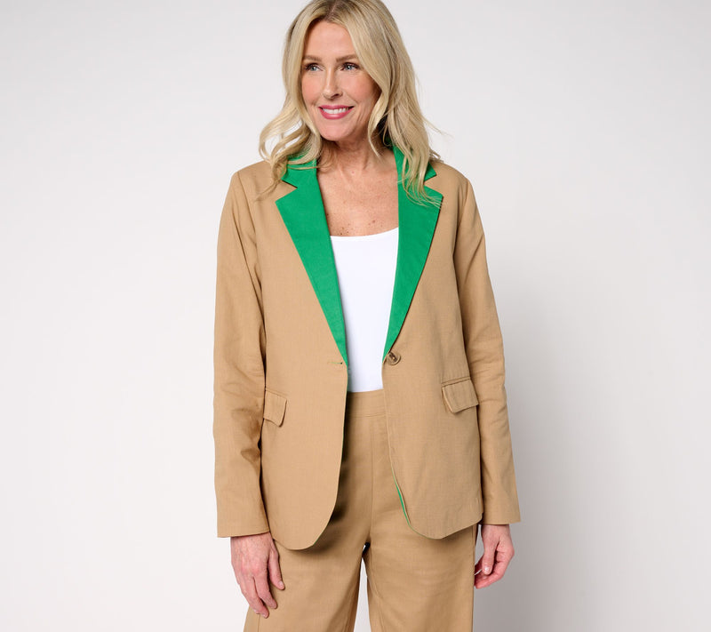 by Stacy London Color Blocked Cotton Blazer — Main view