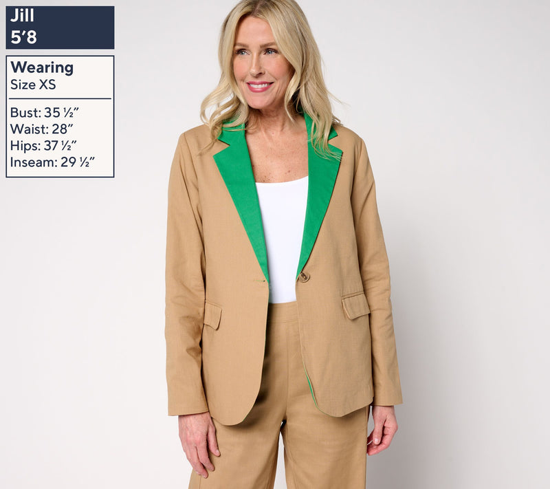 by Stacy London Color Blocked Cotton Blazer — View 7
