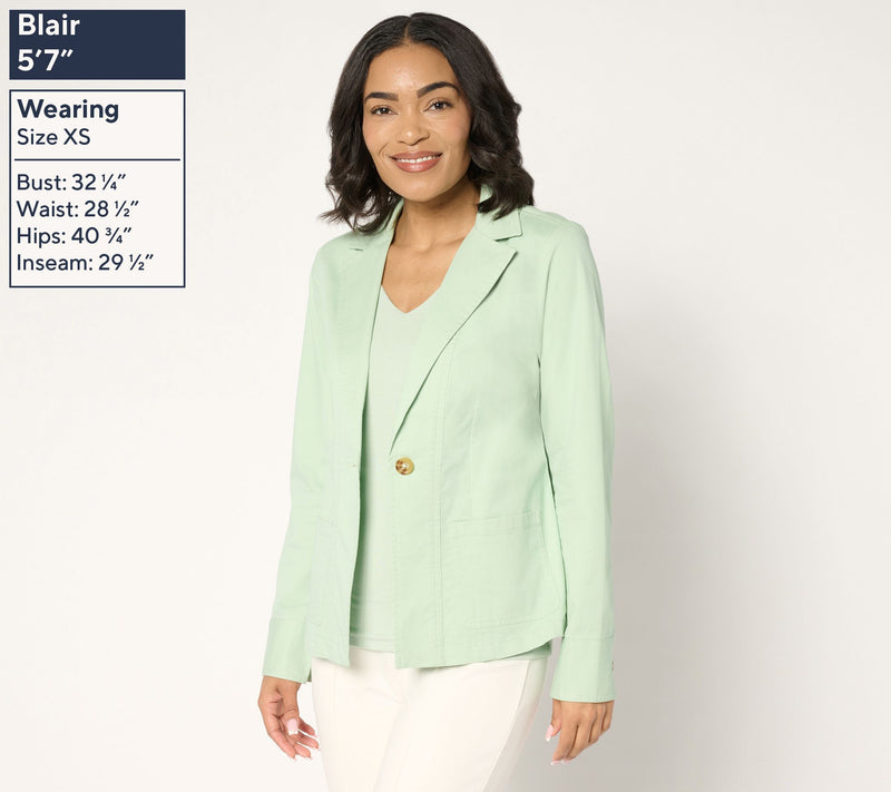 Joan Rivers Petite Signature Twill Cinched Back Blazer — View 15