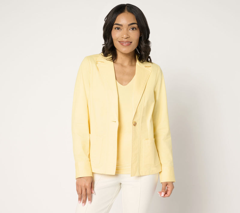 Joan Rivers Petite Signature Twill Cinched Back Blazer — View 7
