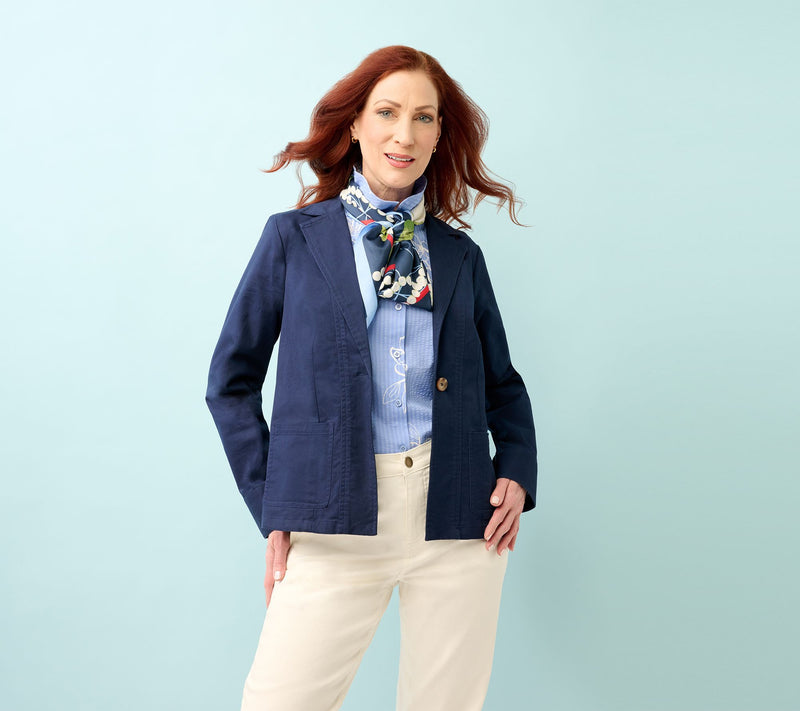 Joan Rivers Petite Signature Twill Cinched Back Blazer — View 20