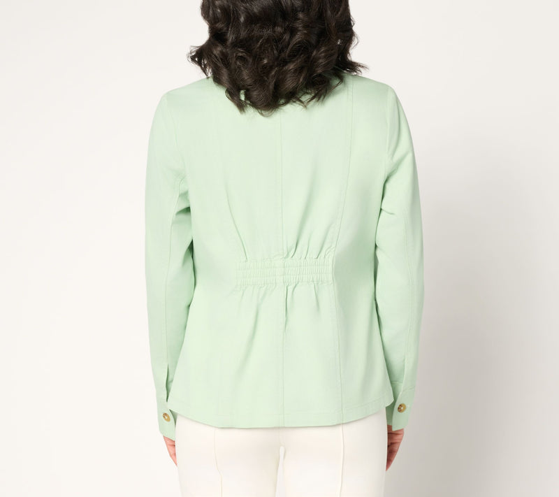 Joan Rivers Petite Signature Twill Cinched Back Blazer — View 16