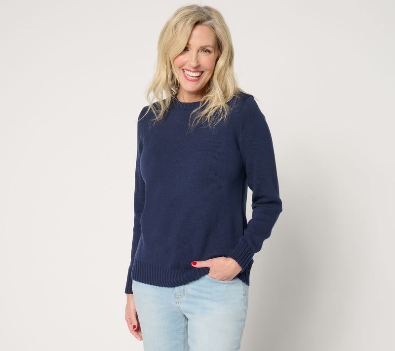 Denim & Co. Beach 100% Cotton Sweater w/ Embroidery — View 11