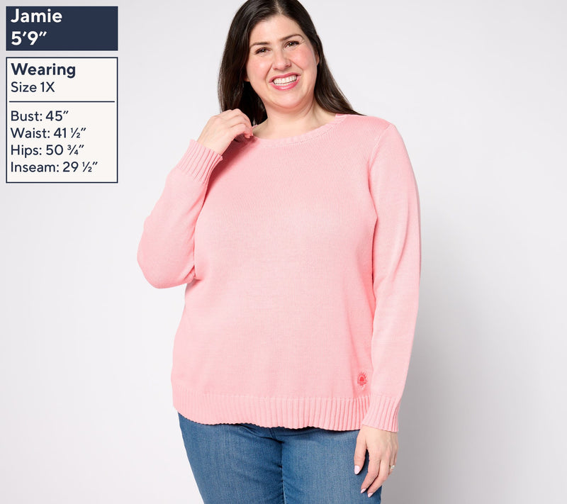 Denim & Co. Beach 100% Cotton Sweater w/ Embroidery — View 2