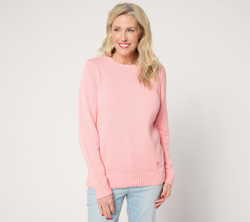 Denim & Co. Beach 100% Cotton Sweater w/ Embroidery — View 13