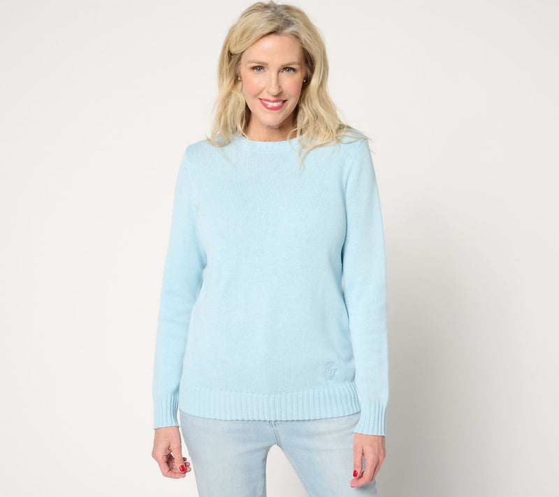 Denim & Co. Beach 100% Cotton Sweater w/ Embroidery — View 14