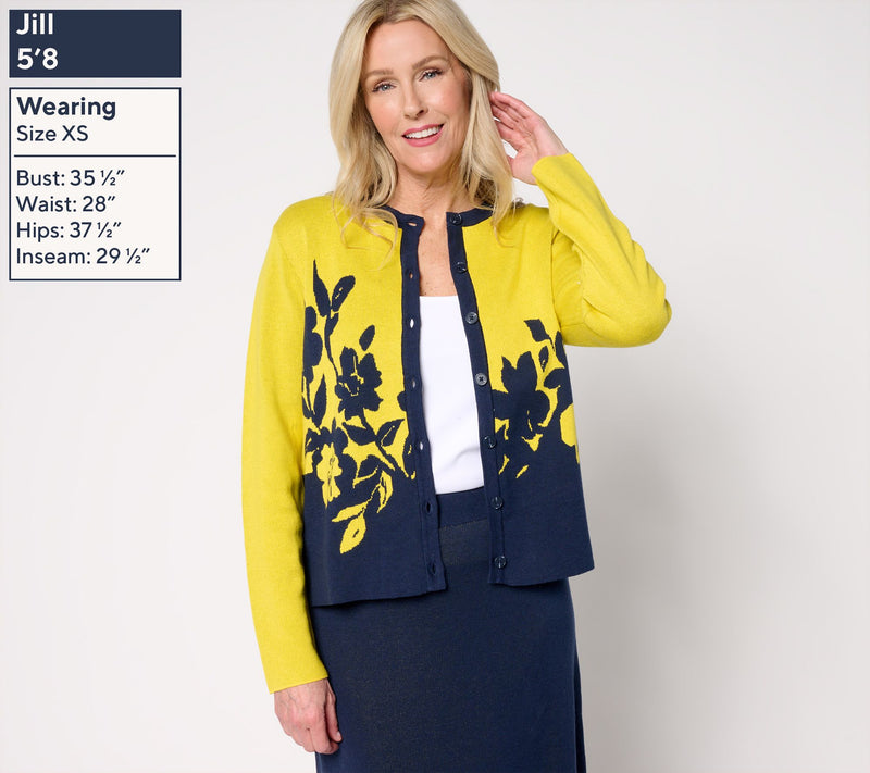 by Stacy London Floral Intarsia Cotton Knit Cardigan — View 11