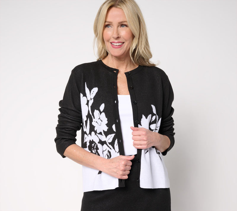 by Stacy London Floral Intarsia Cotton Knit Cardigan — View 5