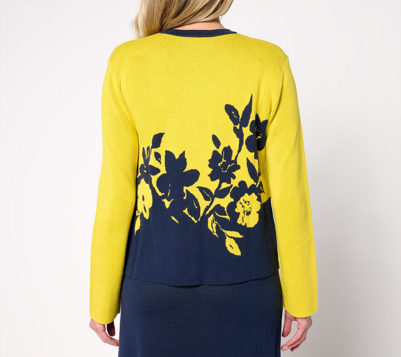 by Stacy London Floral Intarsia Cotton Knit Cardigan — View 12