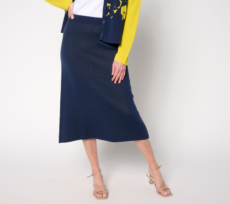 by Stacy London Cotton Knit A-Line Midi Skirt — View 14