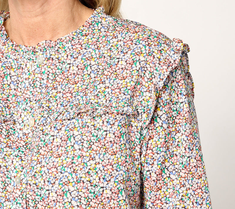 by Stacy London Printed Voile Shirt with Ruffle Detail — View 7