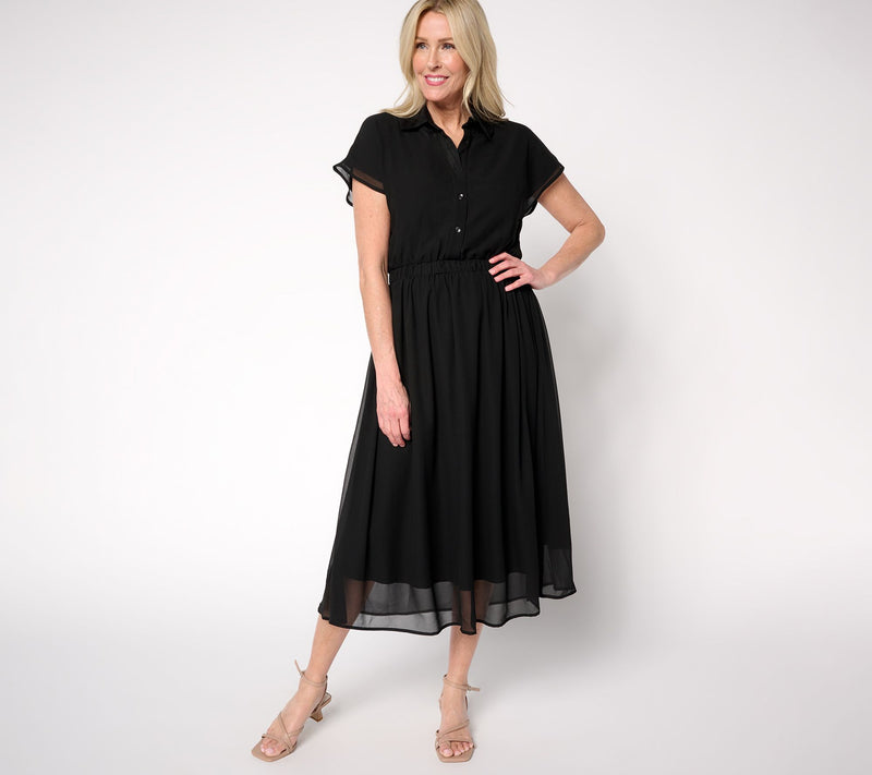 by Stacy London Regular Jersey Dress with Chiffon Overlay — View 7