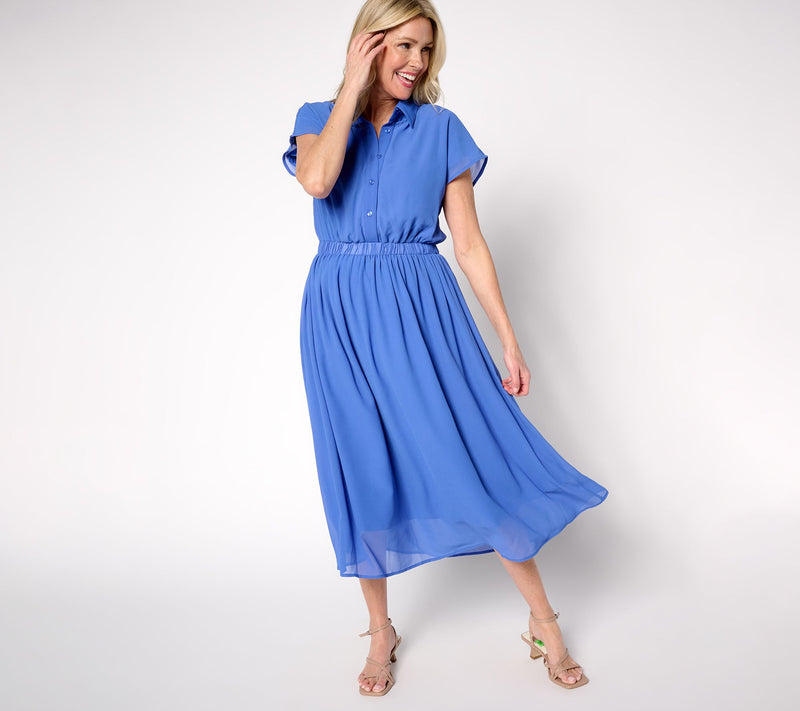 by Stacy London Regular Jersey Dress with Chiffon Overlay — View 5