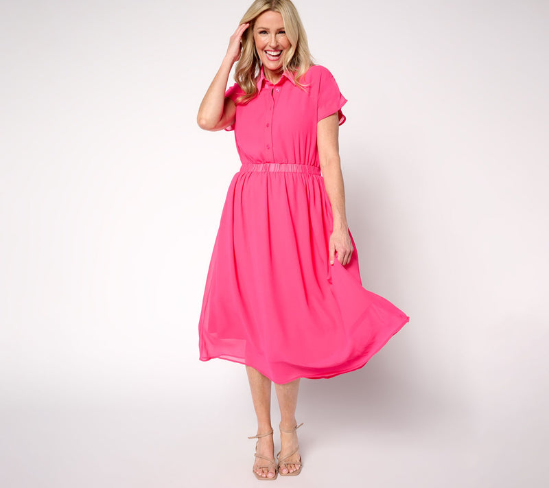 by Stacy London Petite Jersey Dress with Chiffon Overlay — View 3