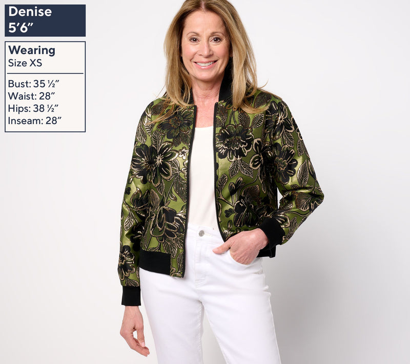 by Stacy London Metallic Floral Brocade Bomber Jacket — View 9