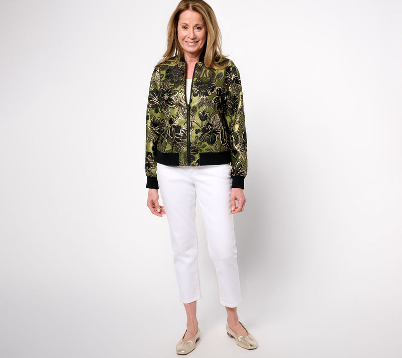 by Stacy London Metallic Floral Brocade Bomber Jacket — View 11