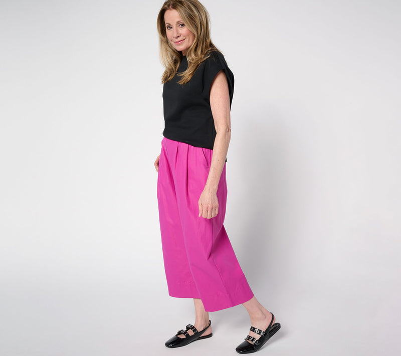 Carla Rockmore Collection Regular Wide- Leg Taffetta Crop Pants — View 11