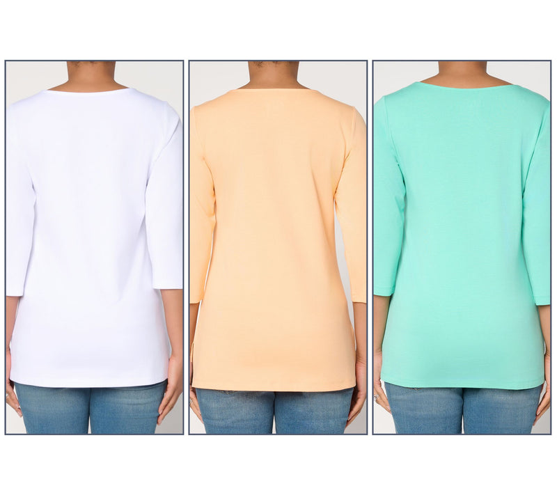 Denim & Co. Essentials So Soft Jersey 3-Pack Boat Neck Tops — View 12