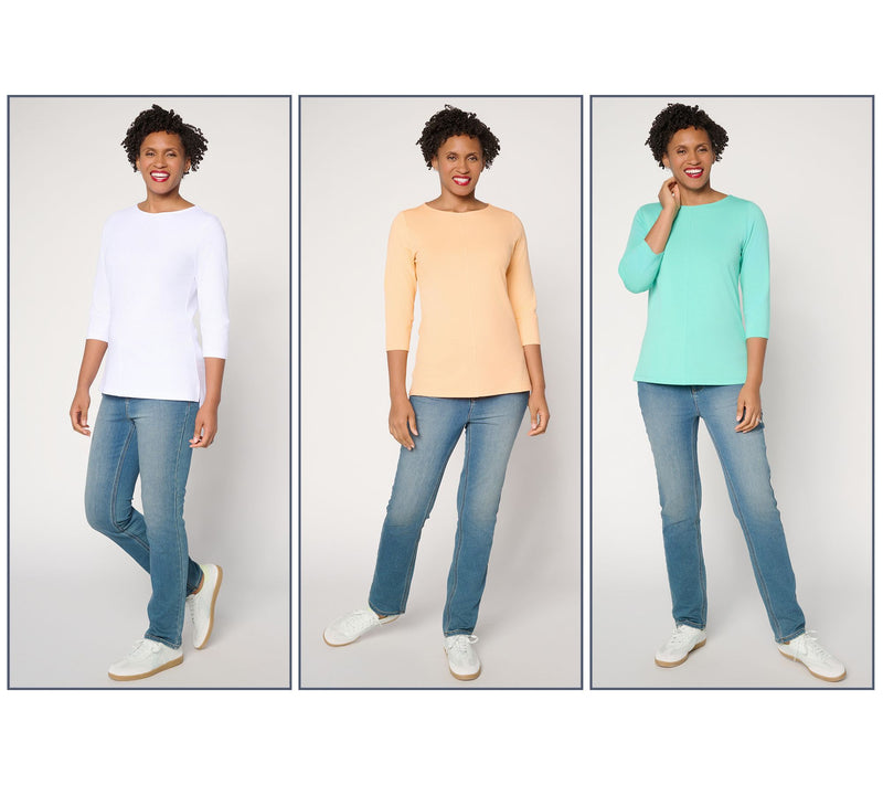 Denim & Co. Essentials So Soft Jersey 3-Pack Boat Neck Tops — View 13