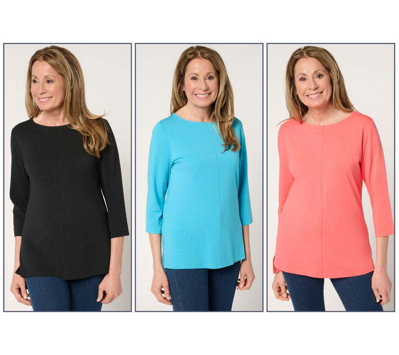 Denim & Co. Essentials So Soft Jersey 3-Pack Boat Neck Tops — View 5