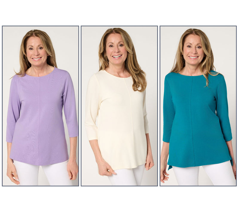 Denim & Co. Essentials So Soft Jersey 3-Pack Boat Neck Tops — View 3