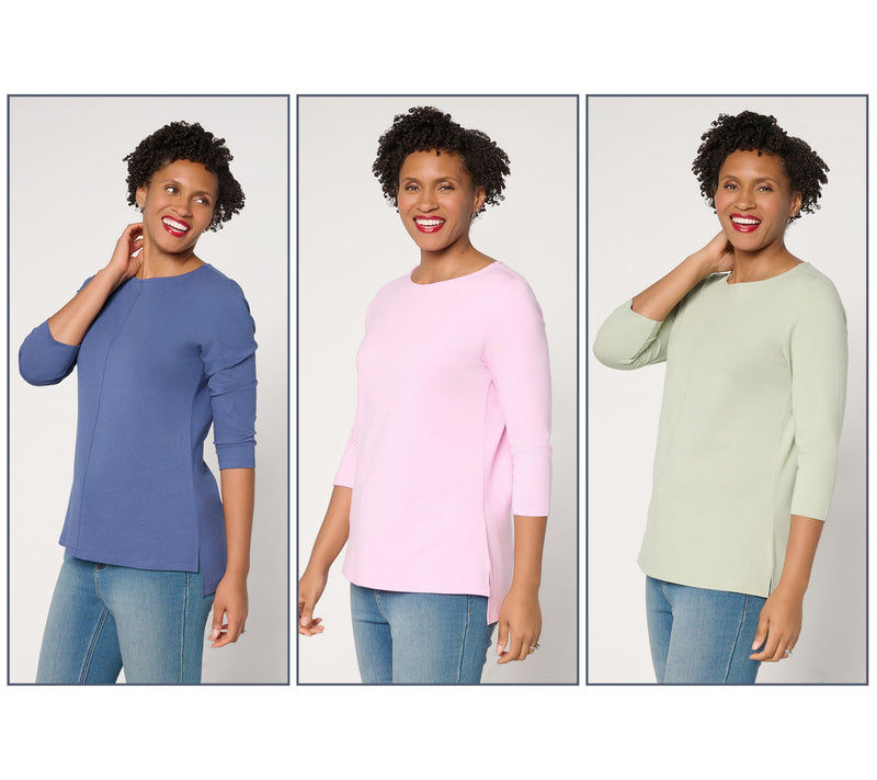 Denim & Co. Essentials So Soft Jersey 3-Pack Boat Neck Tops — View 17