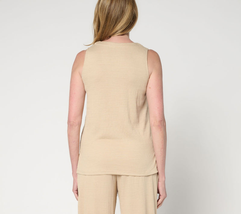 Cuddl Duds Slub Knit Button Front Tank — View 11