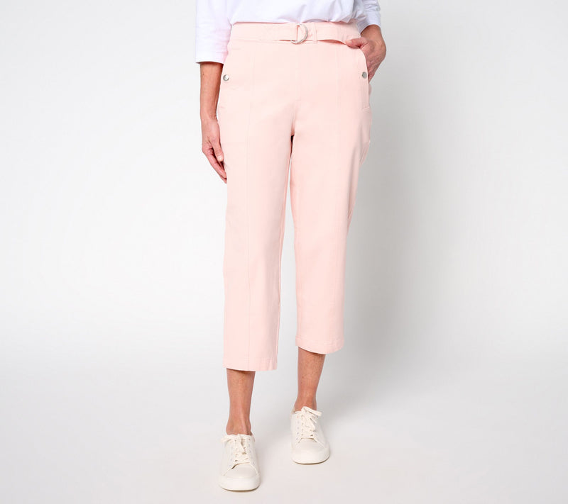 AnyBody Tall All-Stretch Twill Tapered Pants with Faux D-Ring Belt — Main view