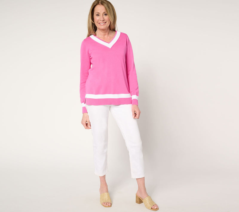 Belle by Kim Gravel Country Club Tipped Sweater — View 6