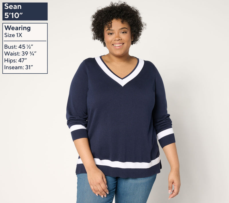 Belle by Kim Gravel Country Club Tipped Sweater — View 3