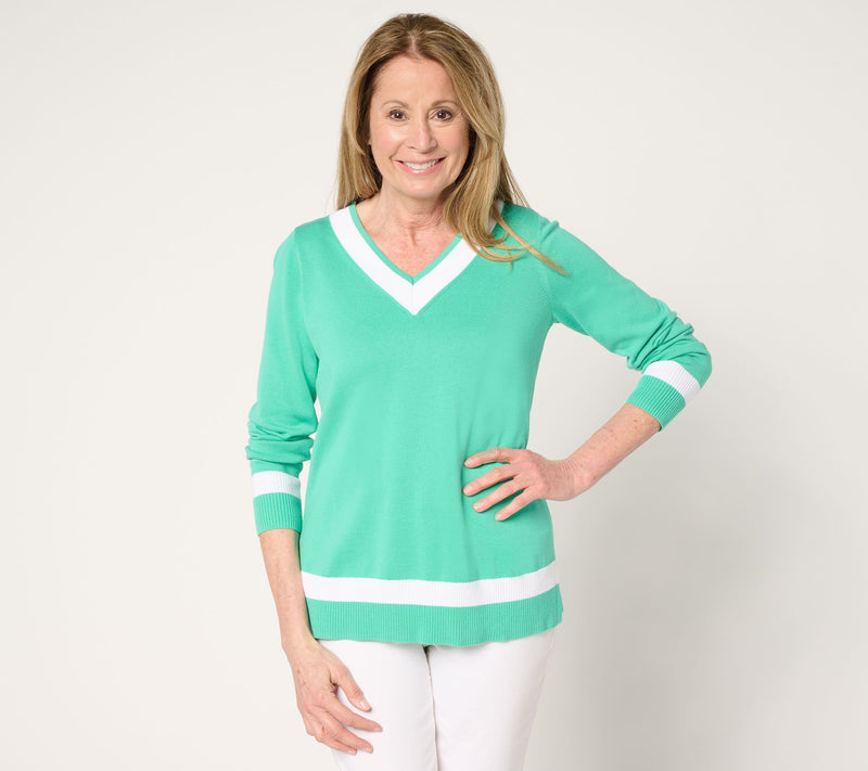 Belle by Kim Gravel Country Club Tipped Sweater — View 15