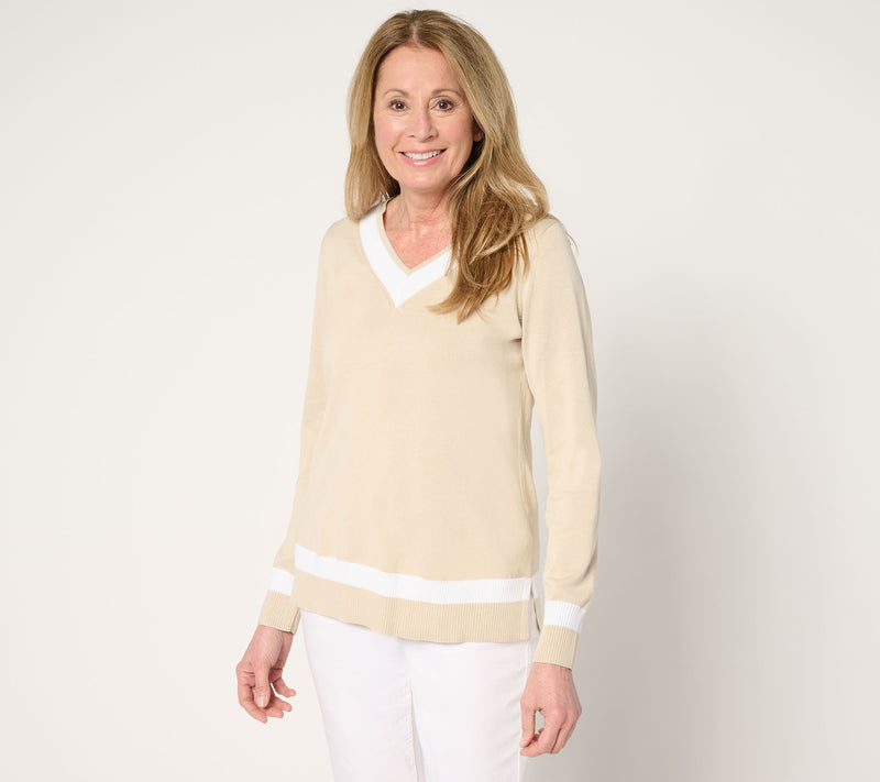 Belle by Kim Gravel Country Club Tipped Sweater — View 16