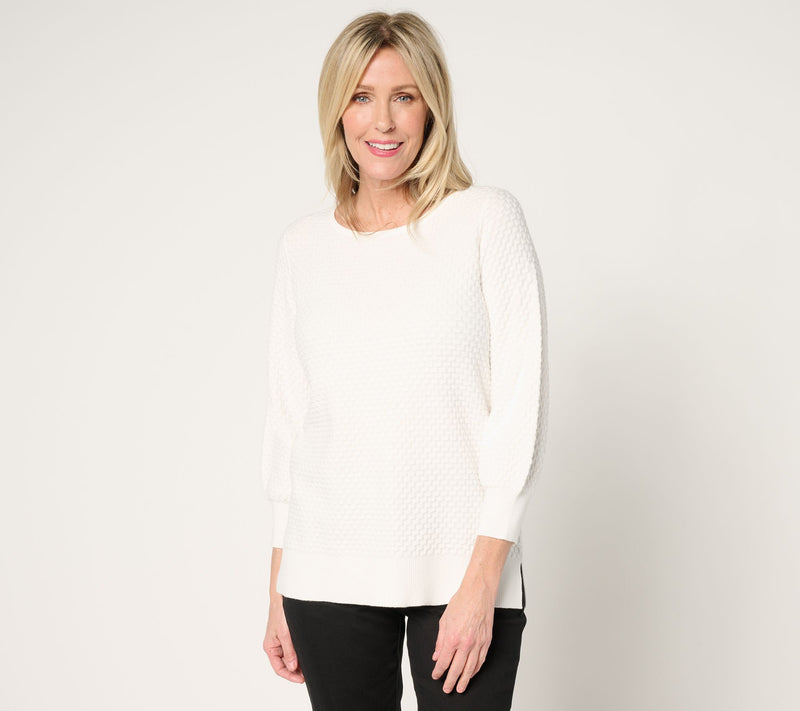Belle by Kim Gravel Luxe Textured 3/4 Sleeve Sweater — View 7