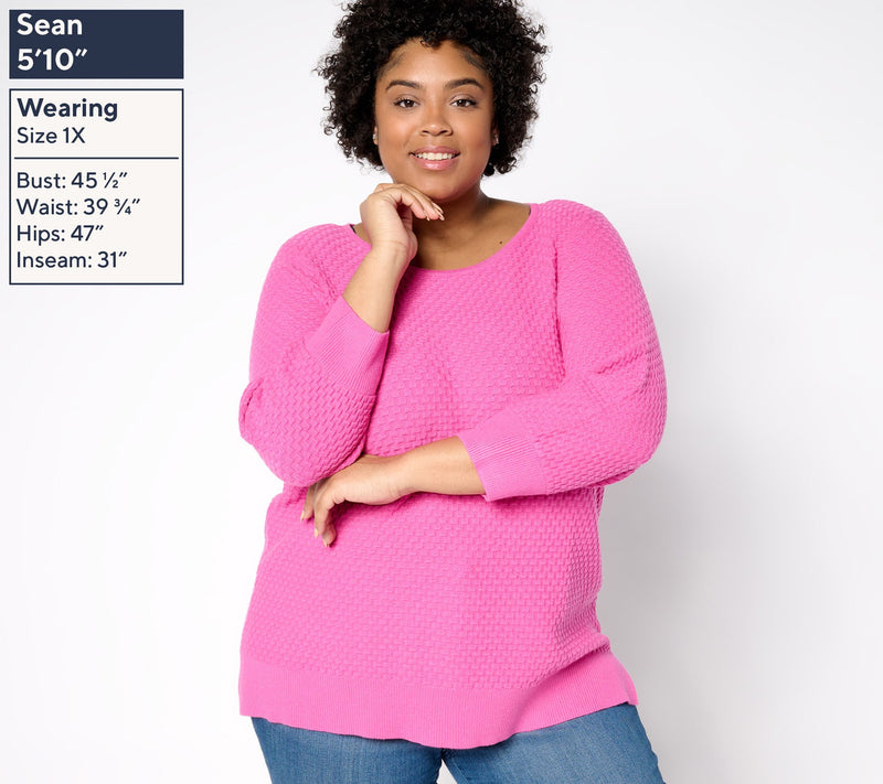 Belle by Kim Gravel Luxe Textured 3/4 Sleeve Sweater — View 12