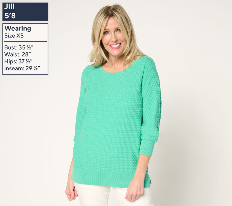 Belle by Kim Gravel Luxe Textured 3/4 Sleeve Sweater — View 13