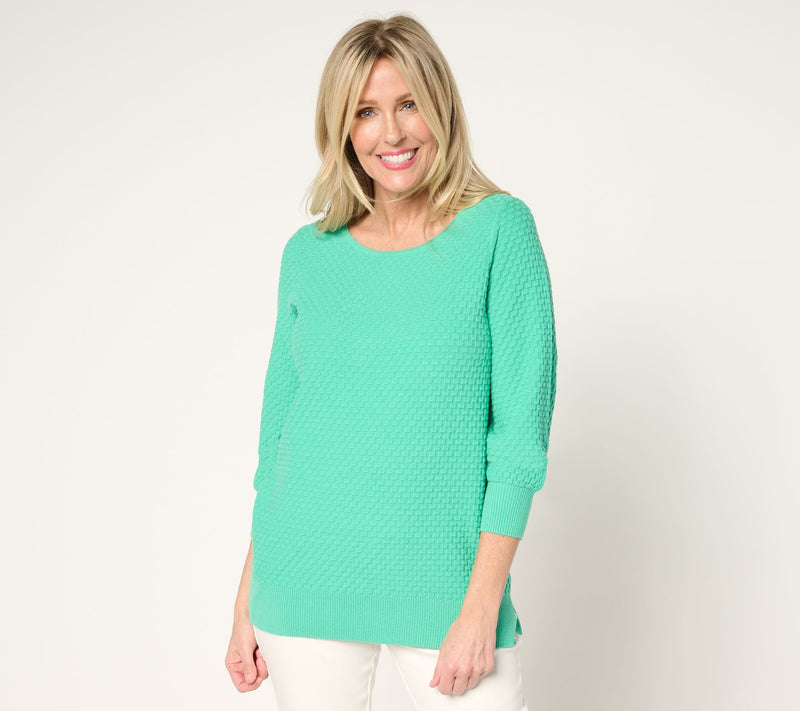Belle by Kim Gravel Luxe Textured 3/4 Sleeve Sweater — View 9