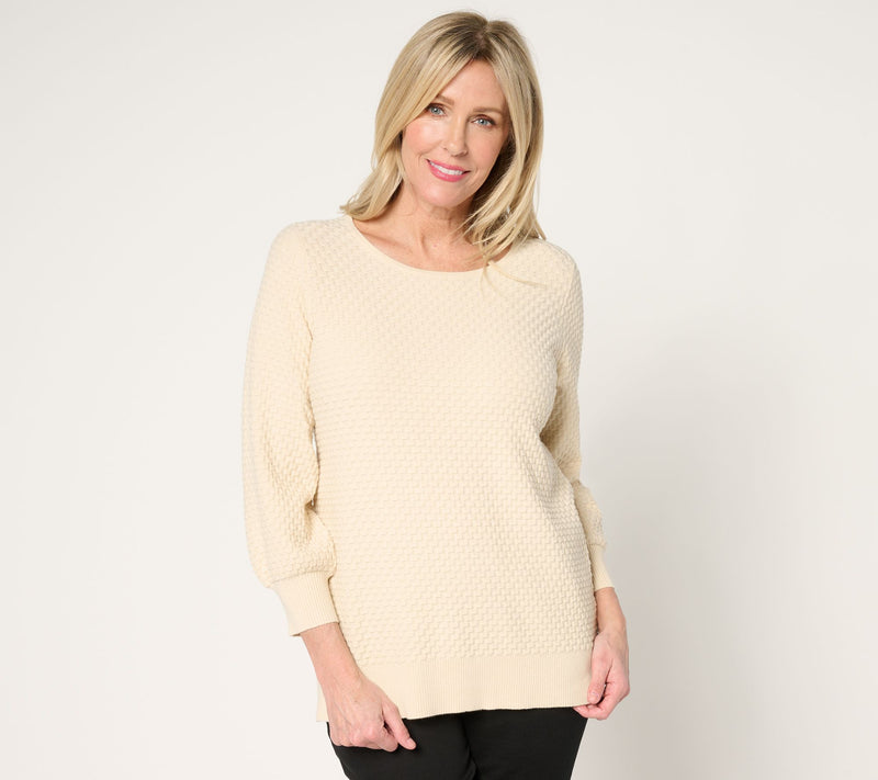 Belle by Kim Gravel Luxe Textured 3/4 Sleeve Sweater — View 11