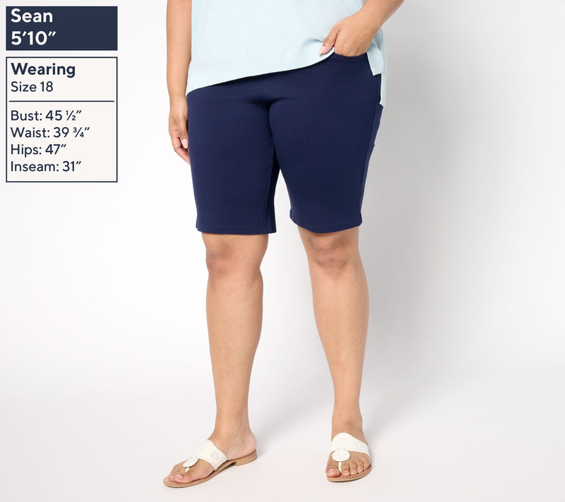 Belle by Kim Gravel Ponte 5 Pocket 11" Bermuda Shorts — View 2