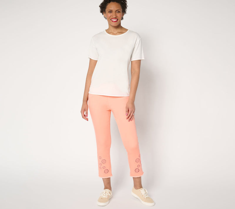Belle by Kim Gravel Petite TripleLuxe Twill Eyelet Crop Jeans — View 6