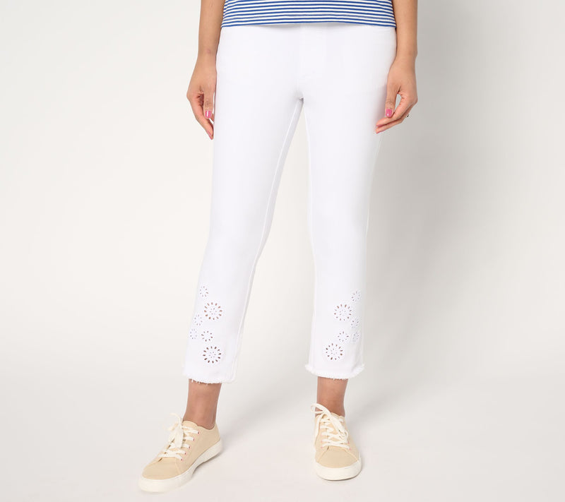 Belle by Kim Gravel Petite TripleLuxe Twill Eyelet Crop Jeans — View 13