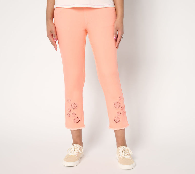 Belle by Kim Gravel Petite TripleLuxe Twill Eyelet Crop Jeans — View 3