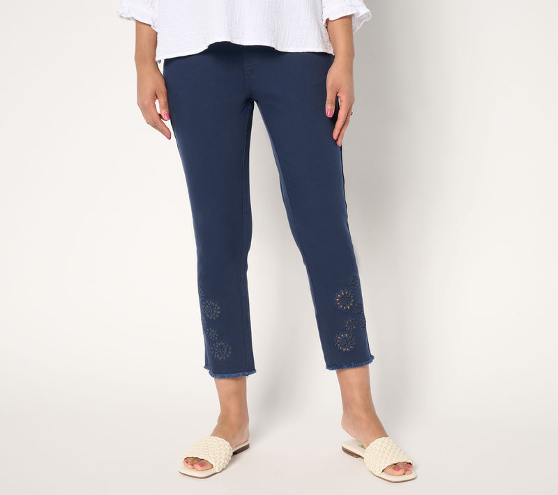 Belle by Kim Gravel Petite TripleLuxe Twill Eyelet Crop Jeans — View 14