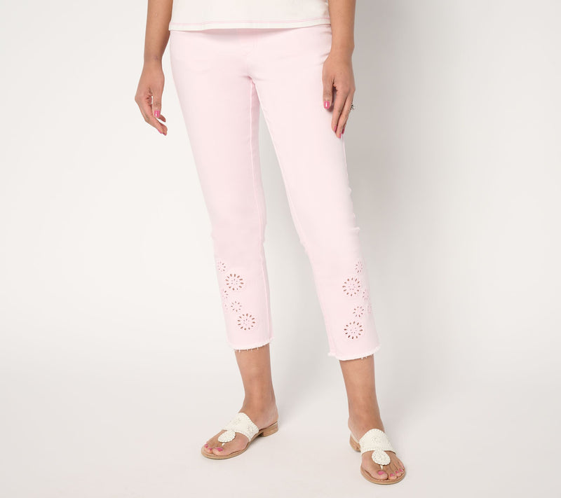 Belle by Kim Gravel Petite TripleLuxe Twill Eyelet Crop Jeans — View 2