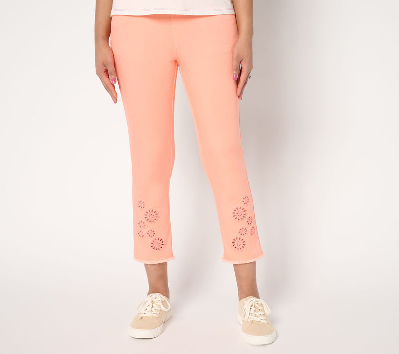 Belle by Kim Gravel Petite TripleLuxe Twill Eyelet Crop Jeans — View 15