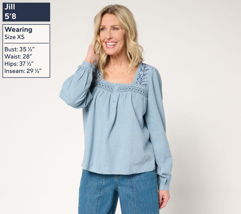 Me by Jennie Garth Linda Embroidered Blouse — View 5